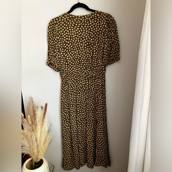 NWT Madewell Button-Cuff Midi Dress in Wood-Cut Flowers - Picture 2 of 9